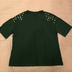 Green top with pearls
